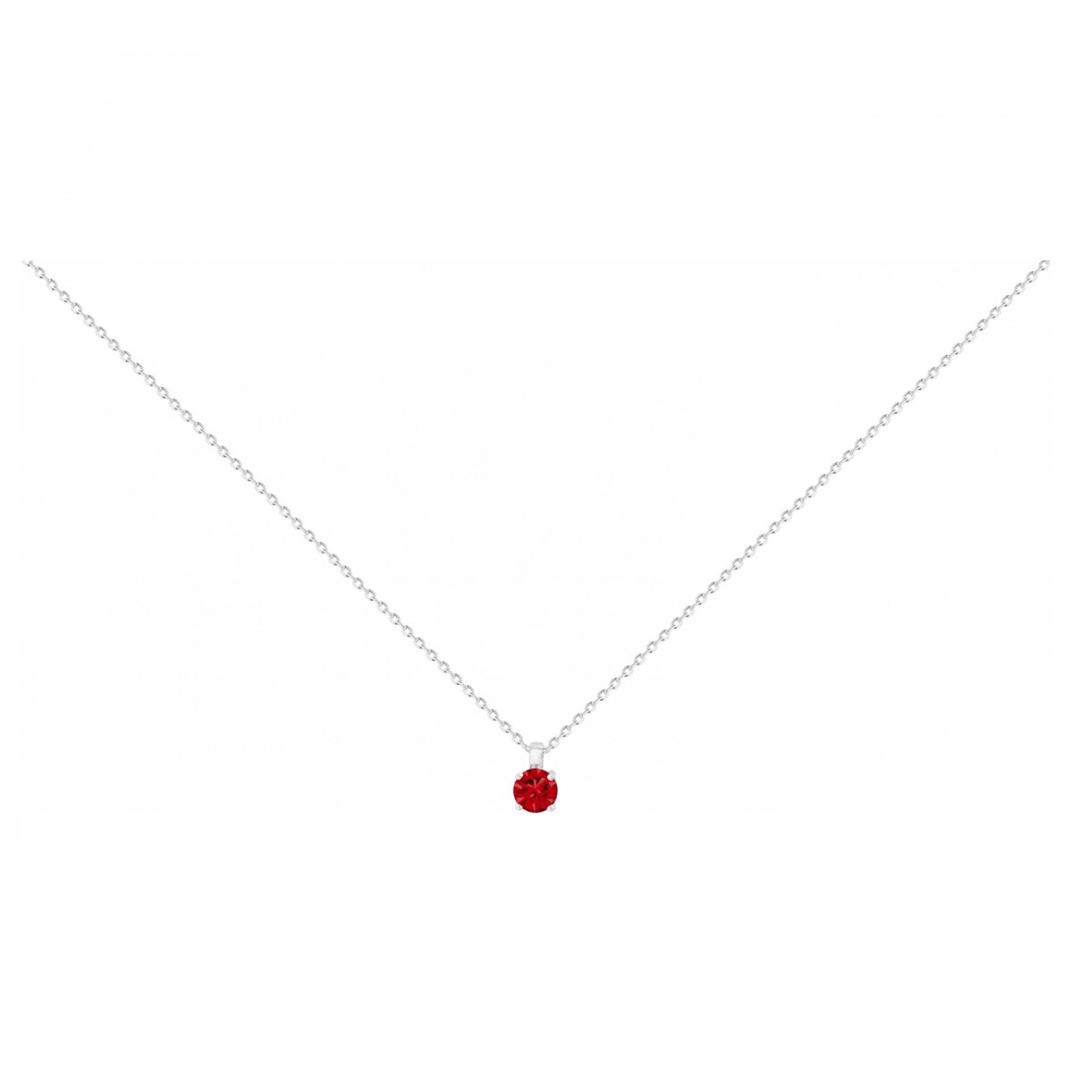 Collier mono-motif en Argent avec oxyde de zirconium rouge rubis