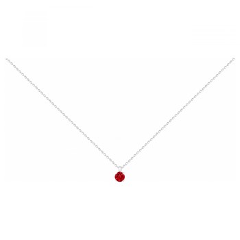 Collier mono-motif en Argent avec oxyde de zirconium rouge rubis