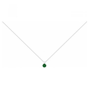 Collier mono-motif en Argent avec oxyde de zirconium vert emeraude