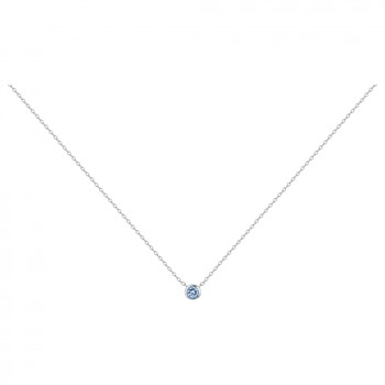 Collier mono-motif en Argent avec oxyde de zirconium bleu topaze