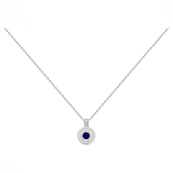 Collier mono-motif en Argent avec oxyde de zirconium bleu saphir