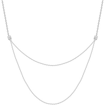 Collier multi-chaînes en Argent avec oxyde de zirconium blanc