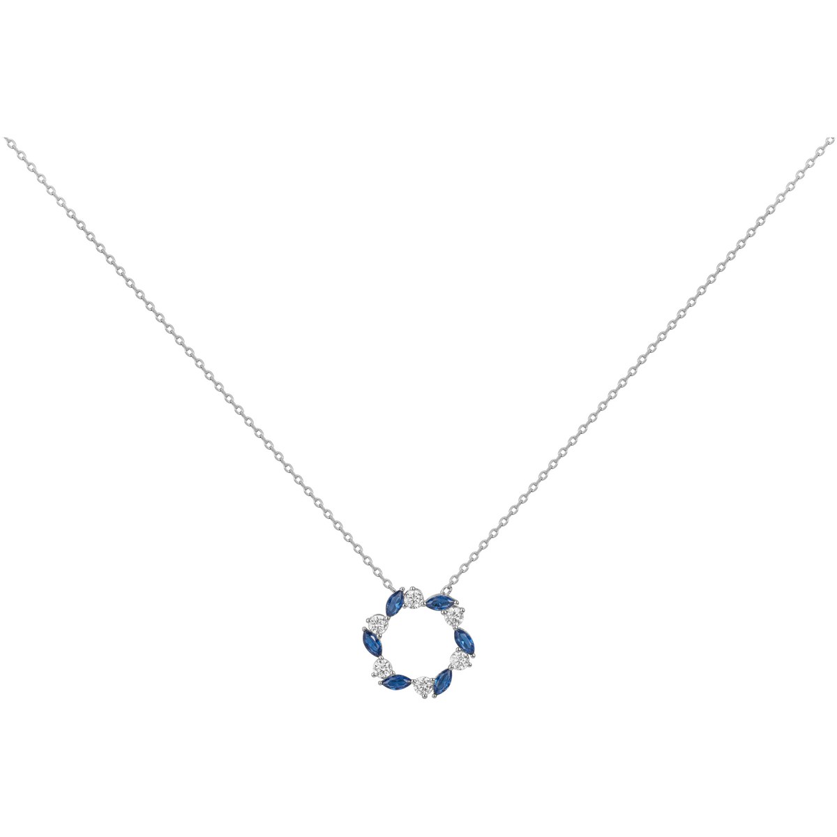 Collier mono-motif en Argent avec oxyde de zirconium bleu saphir