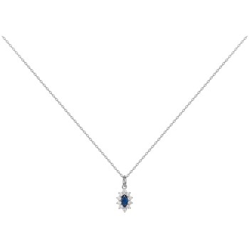 Collier mono-motif en Argent avec oxyde de zirconium bleu saphir