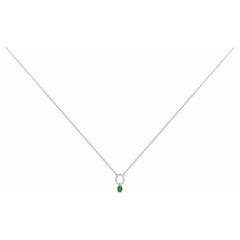 Collier mono-motif en Argent avec oxyde de zirconium vert emeraude