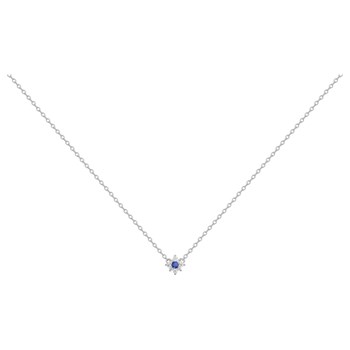 Collier mono-motif en Argent avec oxyde de zirconium bleu saphir