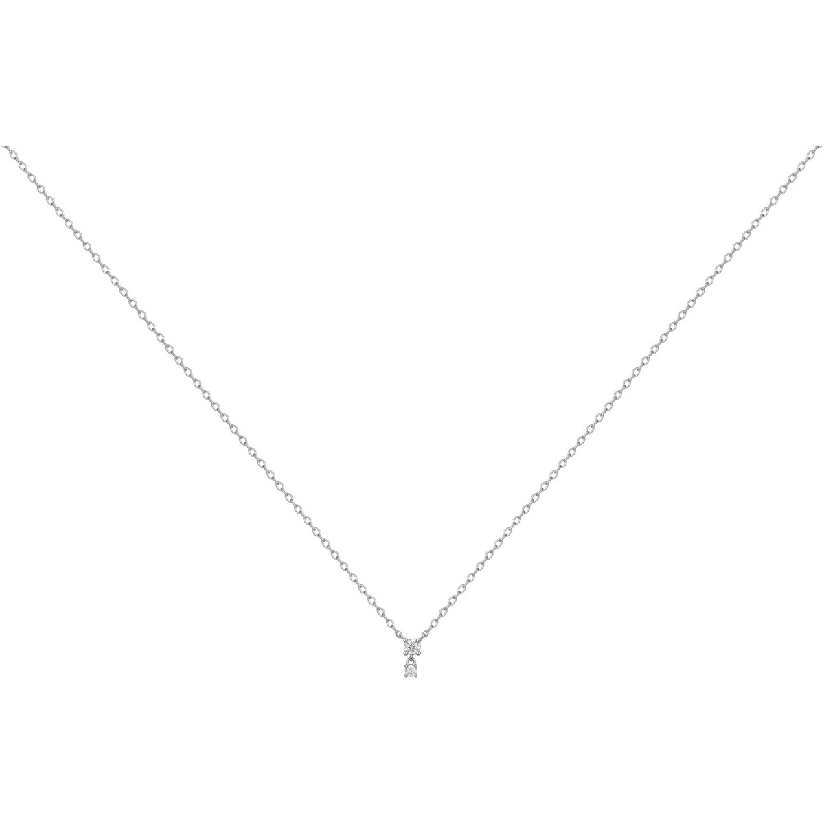 Collier mono-motif en Argent avec oxyde de zirconium blanc