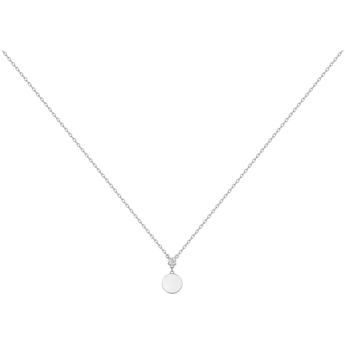 Collier mono-motif en Argent avec oxyde de zirconium blanc