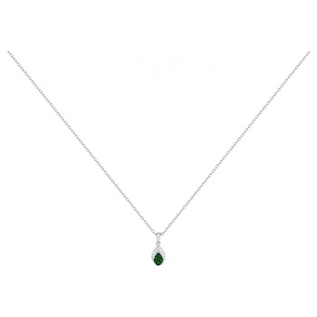 Collier mono-motif en Argent avec oxyde de zirconium vert emeraude