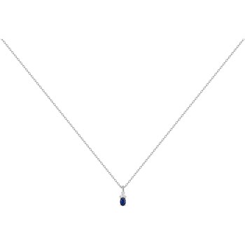Collier mono-motif en Argent avec oxyde de zirconium bleu saphir