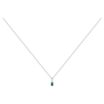 Collier mono-motif en Argent avec oxyde de zirconium vert emeraude