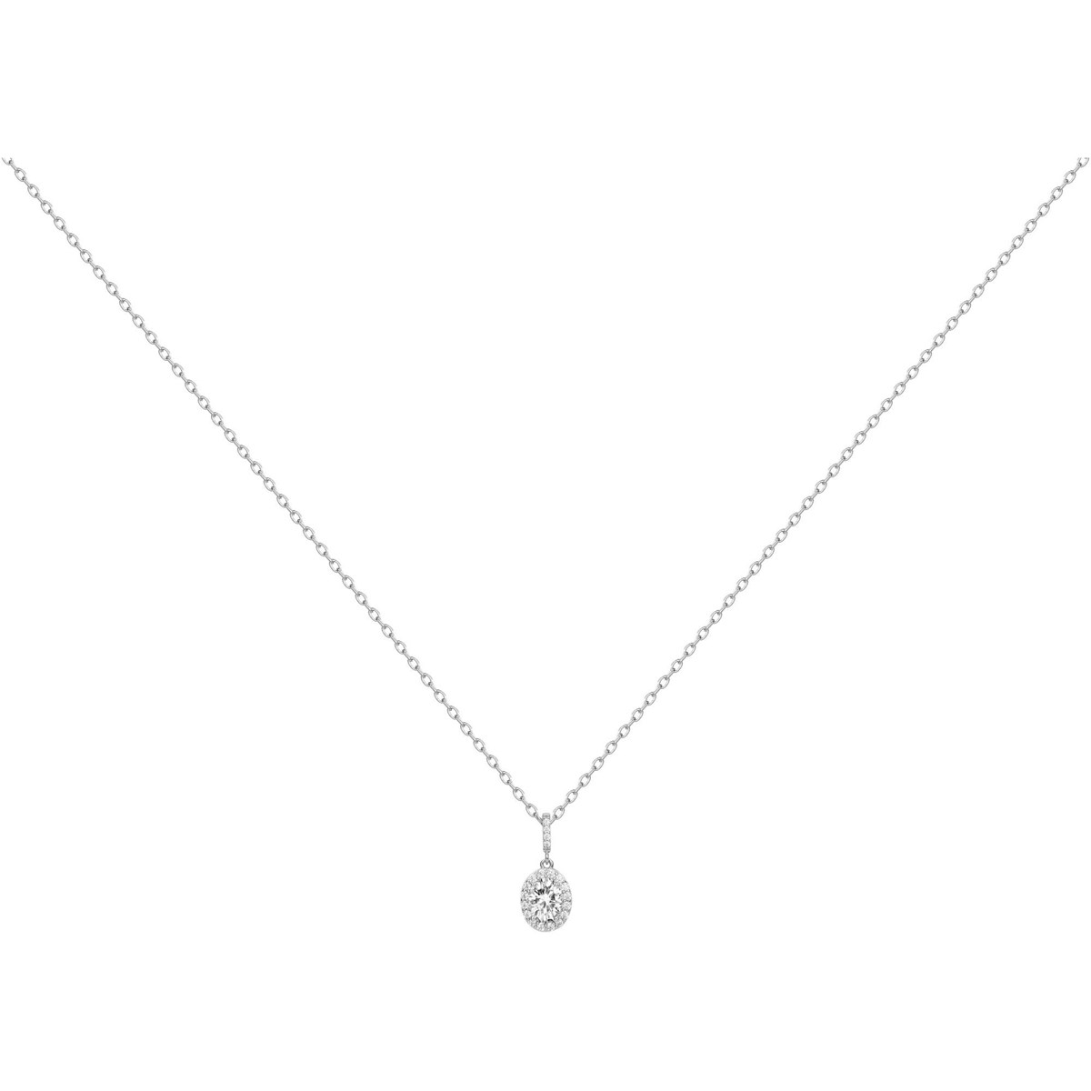 Collier mono-motif en Argent avec oxyde de zirconium blanc