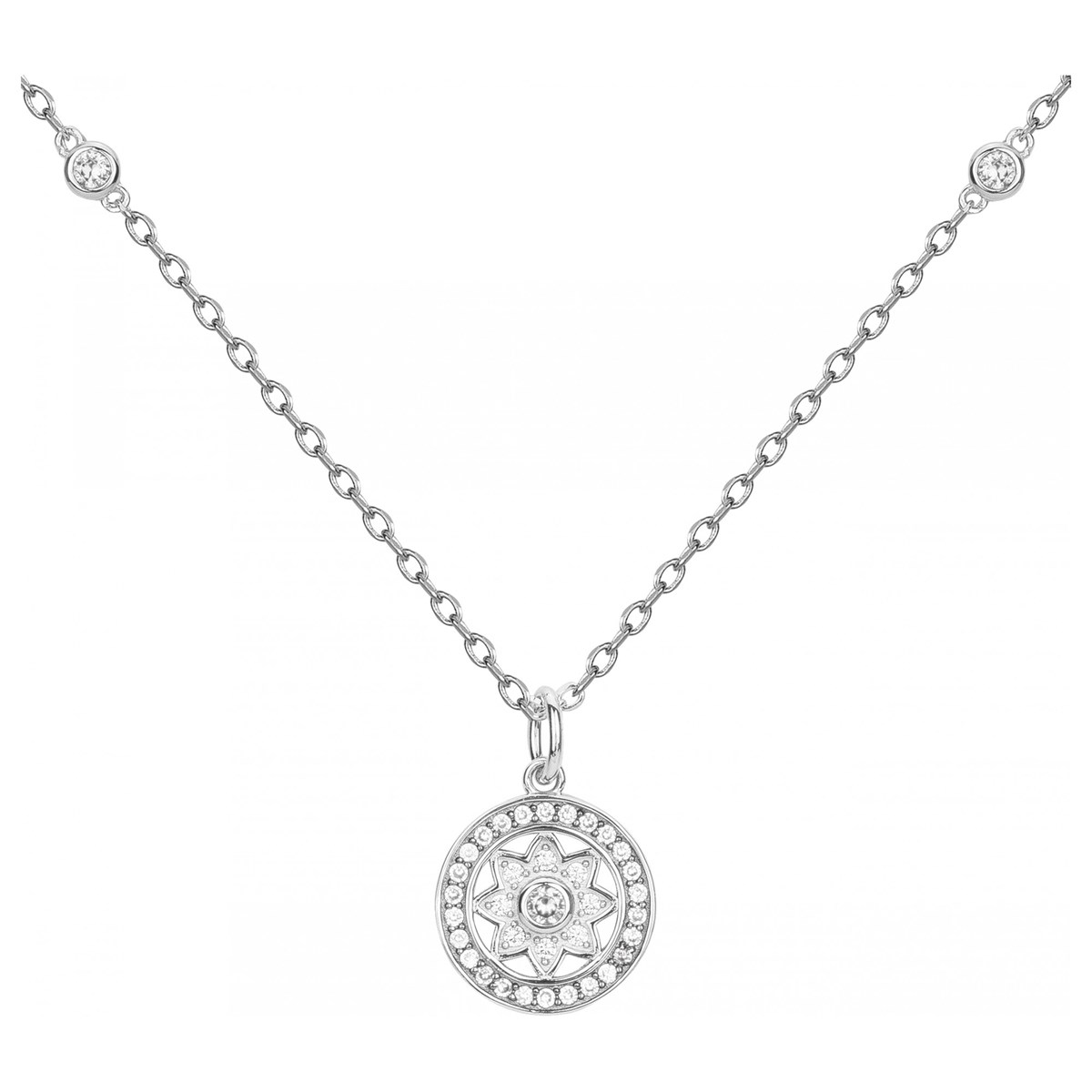 Collier mono-motif en Argent avec oxyde de zirconium blanc