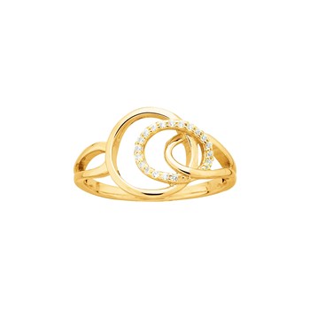 Bague en Plaqué Or avec oxyde de zirconium blanc