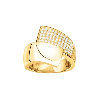 Bague en Plaqué Or avec oxyde de zirconium blanc