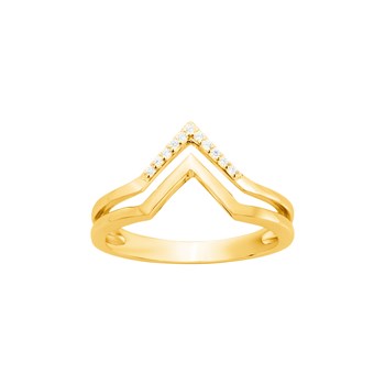 Bague en Plaqué Or avec oxyde de zirconium blanc