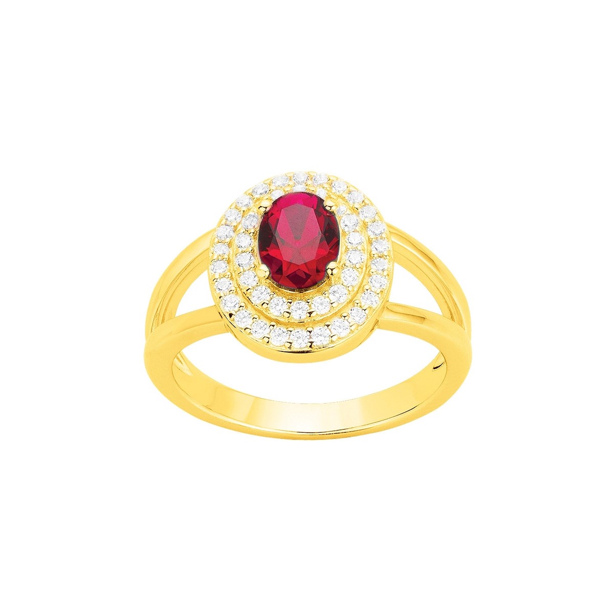 Bague en Plaqué Or avec oxyde de zirconium rouge rubis