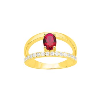 Bague en Plaqué Or avec spinelle rouge rubis