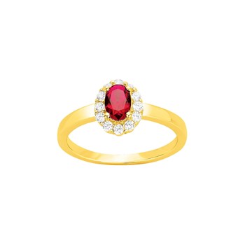 Bague en Plaqué Or avec oxyde de zirconium rouge rubis