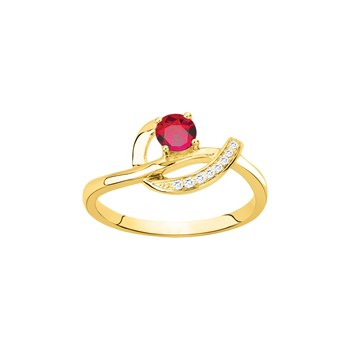 Bague en Plaqué Or avec spinelle rouge rubis