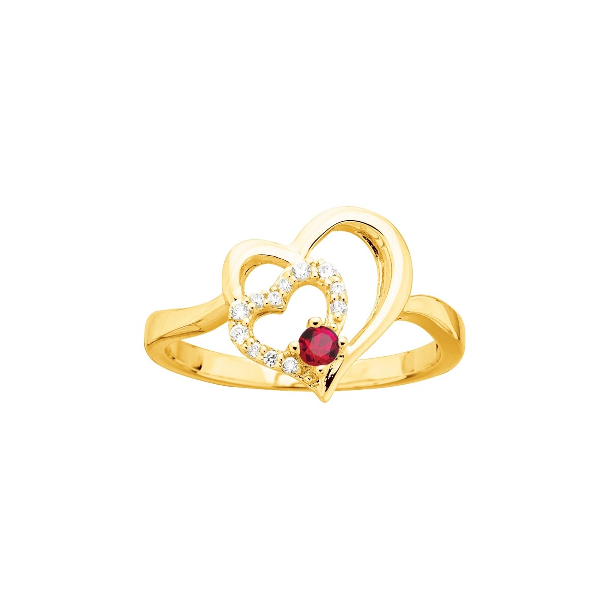 Bague en Plaqué Or avec oxyde de zirconium rouge rubis