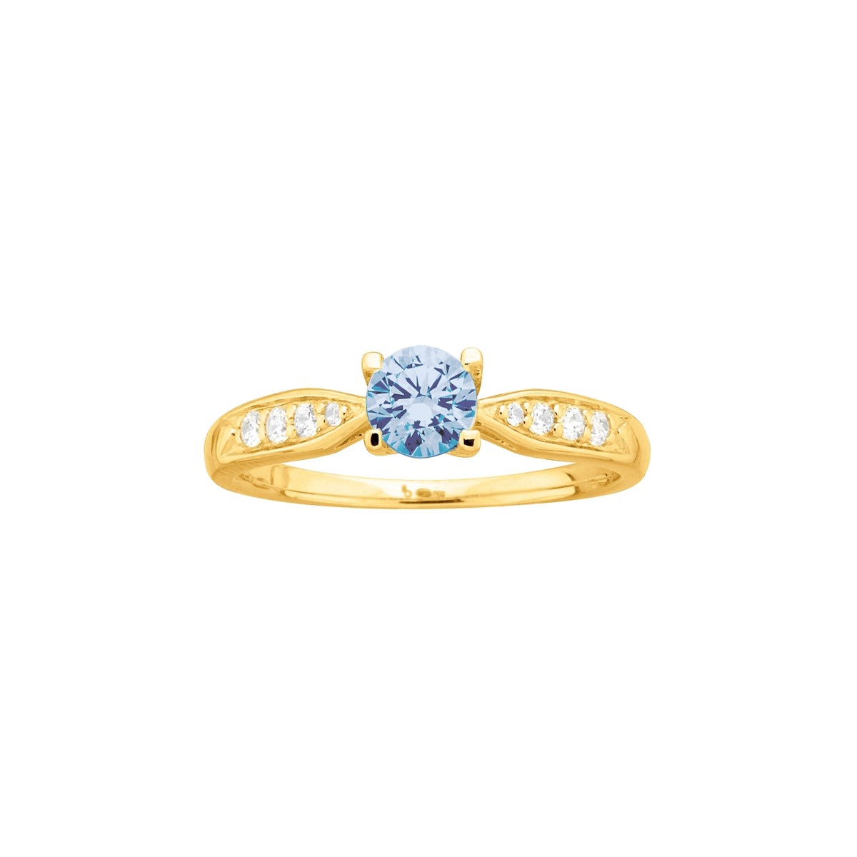 Bague en Plaqué Or avec oxyde de zirconium bleu topaze