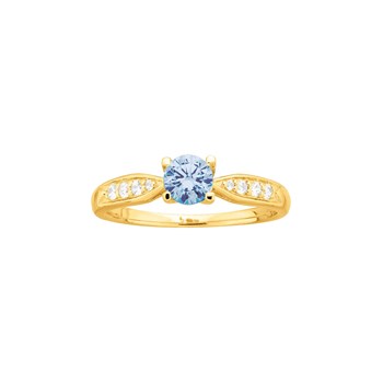 Bague en Plaqué Or avec oxyde de zirconium bleu topaze