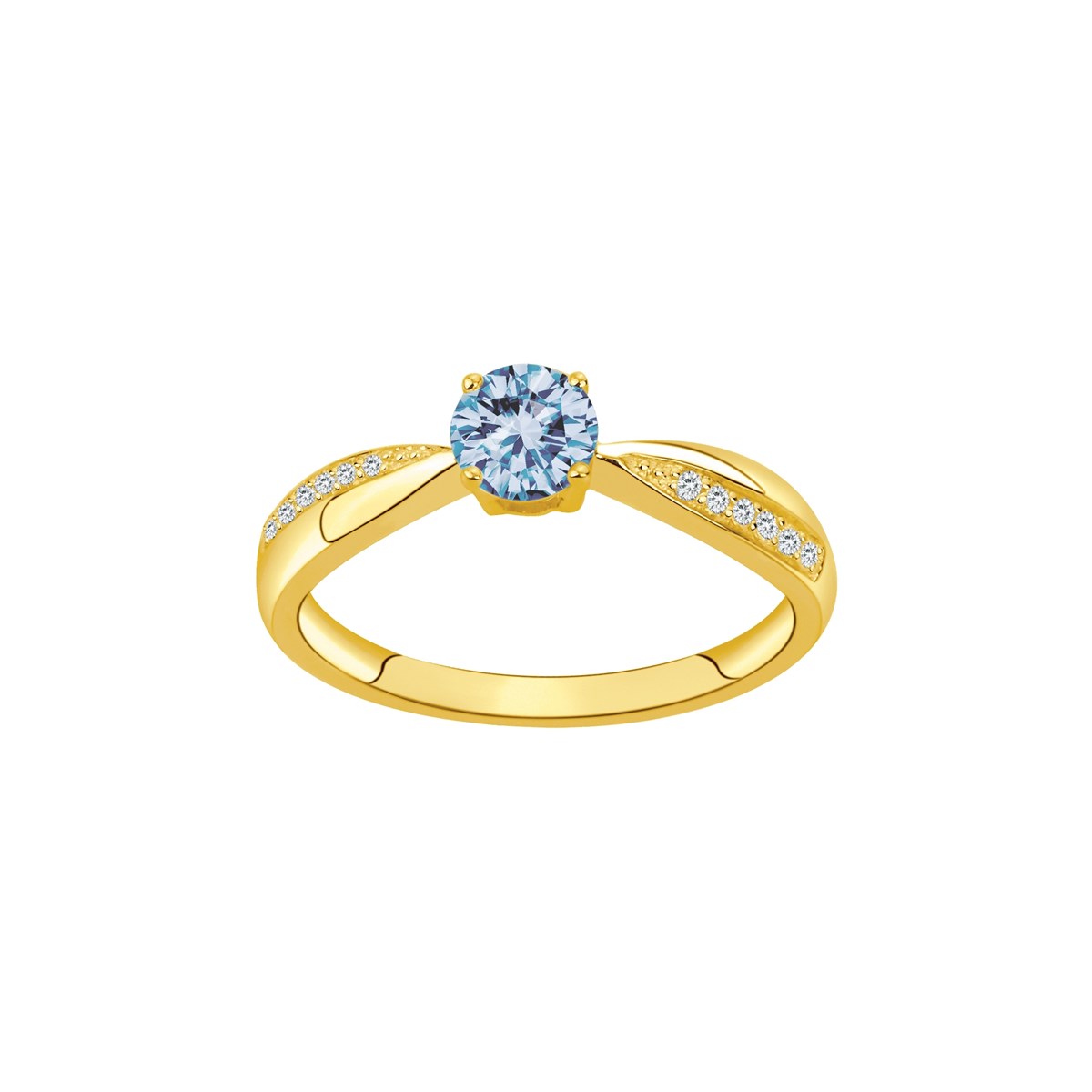 Bague en Plaqué Or avec oxyde de zirconium bleu topaze