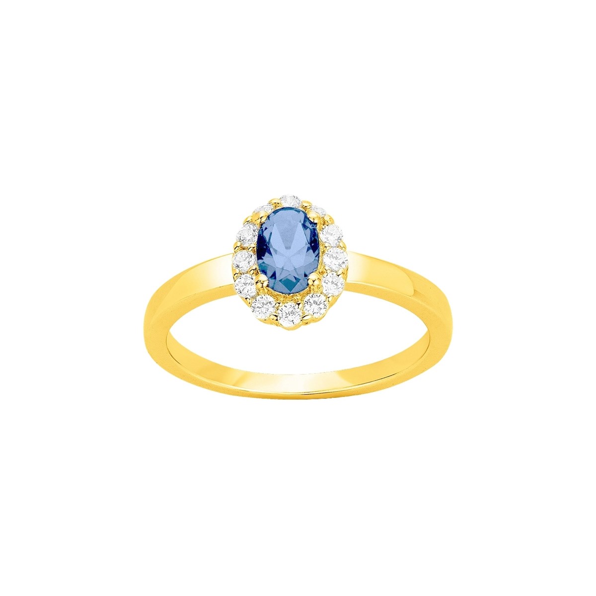 Bague en Plaqué Or avec oxyde de zirconium bleu topaze