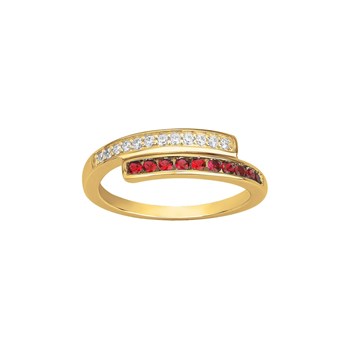 Bague en Plaqué Or avec oxyde de zirconium rouge rubis