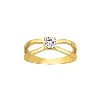 Bague de fiançailles en Plaqué Or avec oxyde de zirconium blanc