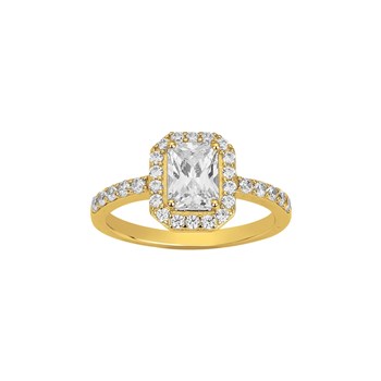 Bague de fiançailles en Plaqué Or avec oxyde de zirconium blanc