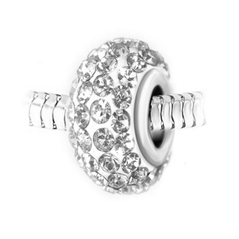 Roestvrijstalen parelbedel met fonkelende witte kristallen