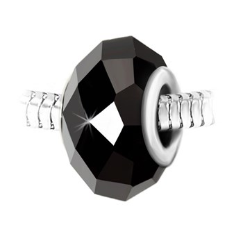 Faceted black pearl charm in stainless steel