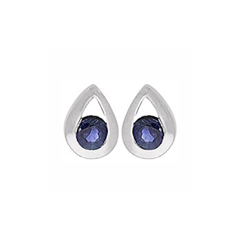 Boucles d'oreilles Brillaxis en or blanc 18k
et saphir bleu