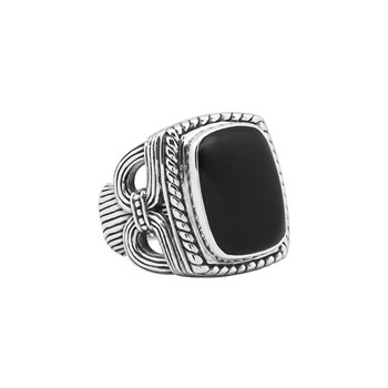 Bague Argent Homme Temple Pierre Onyx