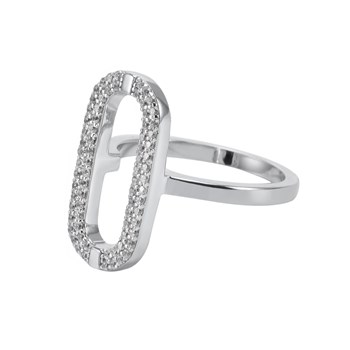 Bague Argent Ovale Sertie De Zirconium