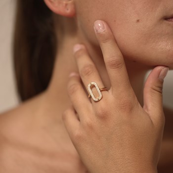 Bague Argent Ovale Sertie De Zirconium