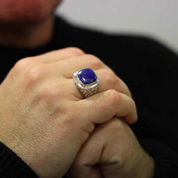 Bague En Argent Homme écaille Pierre Lapis