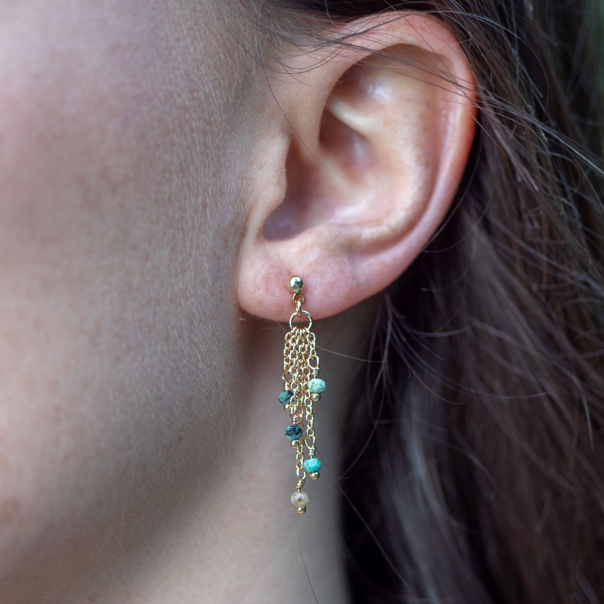 Boucles d'oreilles Bianca en pierres Turquoise Africain - vue 2