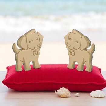 Boucles d'oreilles petit chien souriant Plaqué or 750 3 microns
