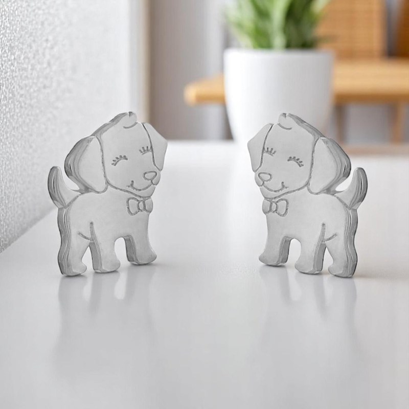 Boucles d'oreilles petit chien souriant Argent 925 Rhodié - vue 4