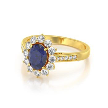 Bague ADEN Or 585 Jaune Saphir et diamants 2.92grs