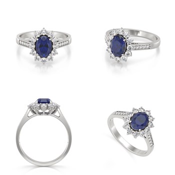 Bague ADEN Or 585 Blanc Saphir et diamants 2.92grs