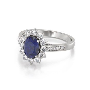 Bague ADEN Or 585 Blanc Saphir et diamants 2.92grs