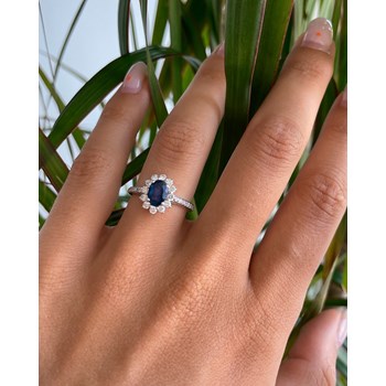 Bague ADEN Or 585 Blanc Saphir et diamants 2.92grs