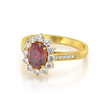 Bague ADEN Or 585 Jaune Rubis et diamants 2.92grs