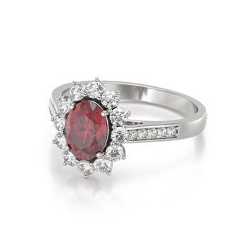 Bague ADEN Or 585 Blanc Rubis et diamants 2.92grs