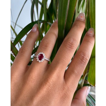 Bague ADEN Or 585 Blanc Rubis et diamants 2.92grs