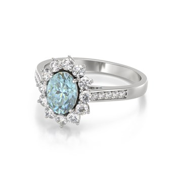 Bague ADEN Or 585 Blanc Aigue-Marine et diamants 2.92grs